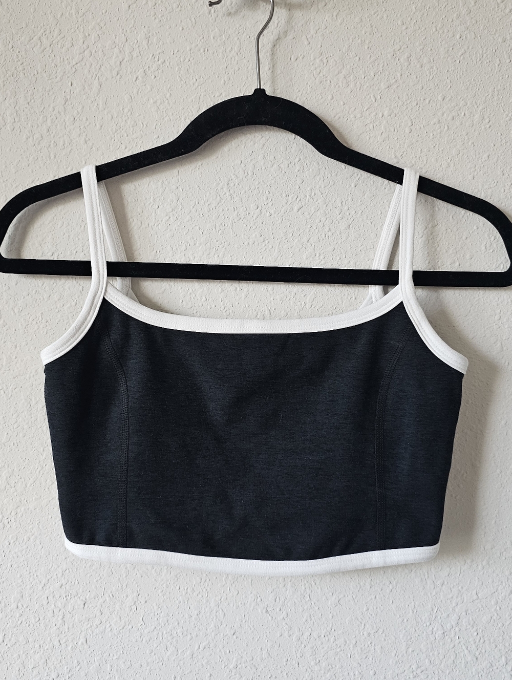 Beyond Yoga Black Cropped Camisole with White Trim